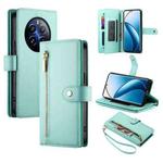 For Realme 12 Pro / 12 Pro+ Nine Card-slot Zipper Wallet Bag Leather Phone Case(Mint Green)