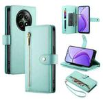 For Realme 12 5G Nine Card-slot Zipper Wallet Bag Leather Phone Case(Mint Green)