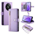 For Realme 12 5G Nine Card-slot Zipper Wallet Bag Leather Phone Case(Purple)