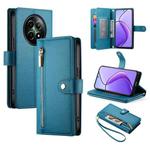 For Realme 12 5G Nine Card-slot Zipper Wallet Bag Leather Phone Case(Blue)