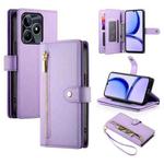 For Realme C53 / Narzo N53 4G Nine Card-slot Zipper Wallet Bag Leather Phone Case(Purple)