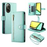 For Realme C67 4G Nine Card-slot Zipper Wallet Bag Leather Phone Case(Mint Green)