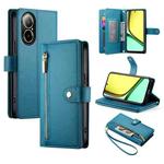 For Realme C67 4G Nine Card-slot Zipper Wallet Bag Leather Phone Case(Blue)