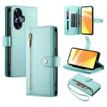 For Realme C55 / Narzo N55 Nine Card-slot Zipper Wallet Bag Leather Phone Case(Mint Green)