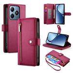 For Realme C63 Nine Card-slot Zipper Wallet Bag Leather Phone Case(Red)