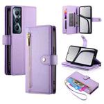 For Realme C65 Nine Card-slot Zipper Wallet Bag Leather Phone Case(Purple)