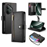 For Realme GT 6 Global Nine Card-slot Zipper Wallet Bag Leather Phone Case(Black)