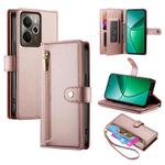 For Realme 14 / Realme P3 5G Nine Card-slot Zipper Wallet Bag Leather Phone Case(Pink)