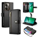 For Realme 14 / Realme P3 5G Nine Card-slot Zipper Wallet Bag Leather Phone Case(Black)