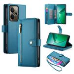 For Realme 14 / Realme P3 5G Nine Card-slot Zipper Wallet Bag Leather Phone Case(Blue)