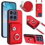For Motorola Edge 60 Fusion / Edge 60 Organ Card Bag Ring Holder Phone Case with Long Lanyard(Red)