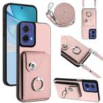 For Motorola Moto G85 / S50 Neo 5G Organ Card Bag Ring Holder Phone Case with Long Lanyard(Pink)
