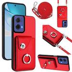 For Motorola Moto G85 / S50 Neo 5G Organ Card Bag Ring Holder Phone Case with Long Lanyard(Red)