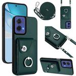 For Motorola Moto G85 / S50 Neo 5G Organ Card Bag Ring Holder Phone Case with Long Lanyard(Green)