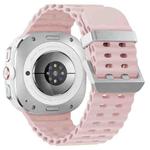 For Samsung Galaxy Watch Ultra 47mm Ocean Dual Silver Buckle Silicone Watch Band(Pink)