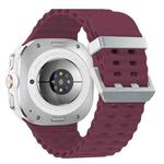 For Samsung Galaxy Watch Ultra 47mm Ocean Dual Silver Buckle Silicone Watch Band(Wine Red)