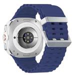 For Samsung Galaxy Watch Ultra 47mm Ocean Dual Silver Buckle Silicone Watch Band(Dark Blue)