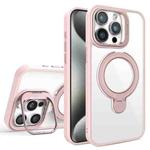 For iPhone 15 Pro Max Lens Protection & Ring Bracket MagSafe Phone Case(Light Pink)