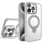 For iPhone 15 Pro Lens Protection & Ring Bracket MagSafe Phone Case(Grey)