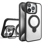 For iPhone 15 Pro Lens Protection & Ring Bracket MagSafe Phone Case(Black)