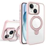 For iPhone 15 Lens Protection & Ring Bracket MagSafe Phone Case(Light Pink)