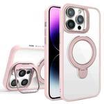 For iPhone 14 Pro Lens Protection & Ring Bracket MagSafe Phone Case(Light Pink)