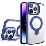 For iPhone 14 Pro Lens Protection & Ring Bracket MagSafe Phone Case(Dark Blue)