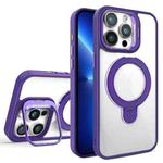 For iPhone 13 Pro Max Lens Protection & Ring Bracket MagSafe Phone Case(Dark Purple)