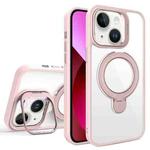 For iPhone 13 Lens Protection & Ring Bracket MagSafe Phone Case(Light Pink)