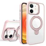 For iPhone 12 Lens Protection & Ring Bracket MagSafe Phone Case(Light Pink)