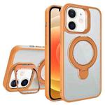 For iPhone 12 Lens Protection & Ring Bracket MagSafe Phone Case(Orange)