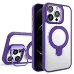 For iPhone 12 Pro Max Lens Protection & Ring Bracket MagSafe Phone Case(Dark Purple)