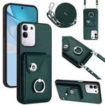 For vivo Y29 4G / T4x / Y300t Organ Card Bag Ring Holder Phone Case with Long Lanyard(Green)