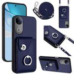 For vivo V50 / V50e Organ Card Bag Ring Holder Phone Case with Long Lanyard(Blue)