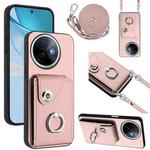 For vivo Y39 5G / Y300i Organ Card Bag Ring Holder Phone Case with Long Lanyard(Pink)