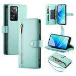 For OPPO A57 4G / A77 4G / A57s 4G / A77s 4G Nine Card-slot Zipper Wallet Bag Leather Phone Case(Mint Green)