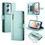 For OPPO A79 5G / A2x Nine Card-slot Zipper Wallet Bag Leather Phone Case(Mint Green)