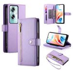 For OPPO A79 5G / A2x Nine Card-slot Zipper Wallet Bag Leather Phone Case(Purple)