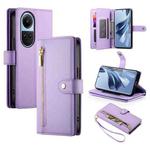 For OPPO Reno10 5G Global Nine Card-slot Zipper Wallet Bag Leather Phone Case(Purple)