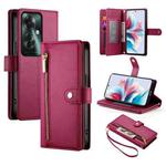 For OPPO Reno11 F Nine Card-slot Zipper Wallet Bag Leather Phone Case(Red)