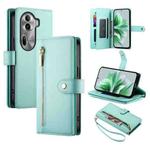 For OPPO Reno11 Pro Global Nine Card-slot Zipper Wallet Bag Leather Phone Case(Mint Green)