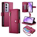 For OPPO A3 Pro Global Nine Card-slot Zipper Wallet Bag Leather Phone Case(Red)