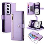 For OPPO Reno12 Pro Global Nine Card-slot Zipper Wallet Bag Leather Phone Case(Purple)