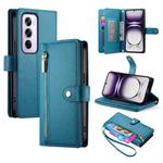 For OPPO Reno12 Pro Global Nine Card-slot Zipper Wallet Bag Leather Phone Case(Blue)