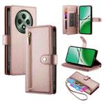 For OPPO Reno12 F 4G / 5G / F27 India Nine Card-slot Zipper Wallet Bag Leather Phone Case(Pink)