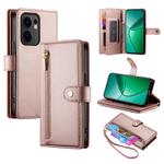 For OPPO Reno13 F 4G / 5G Nine Card-slot Zipper Wallet Bag Leather Phone Case(Pink)