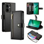 For OPPO Reno13 F 4G / 5G Nine Card-slot Zipper Wallet Bag Leather Phone Case(Black)