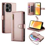 For OPPO Reno14 Global / Reno14 F 5G Nine Card-slot Zipper Wallet Bag Leather Phone Case(Pink)