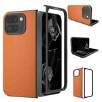 For Google Pixel 9 Pro Fold PU Leather Black Frame Full Coverage Phone Case(Orange)