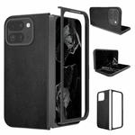 For Google Pixel 9 Pro Fold PU Leather Black Frame Full Coverage Phone Case(Black)